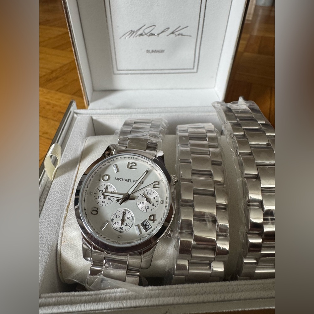 Michael Kors Runway Rhodium-Plated Stainless Steel Triple Wrap Watch Limited